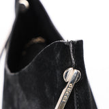Gucci Black Suede Metal Handle Shoulder Bag with Pouch