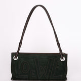 Loewe Double Sided Logo Shoulder Bag Dark Green Suede