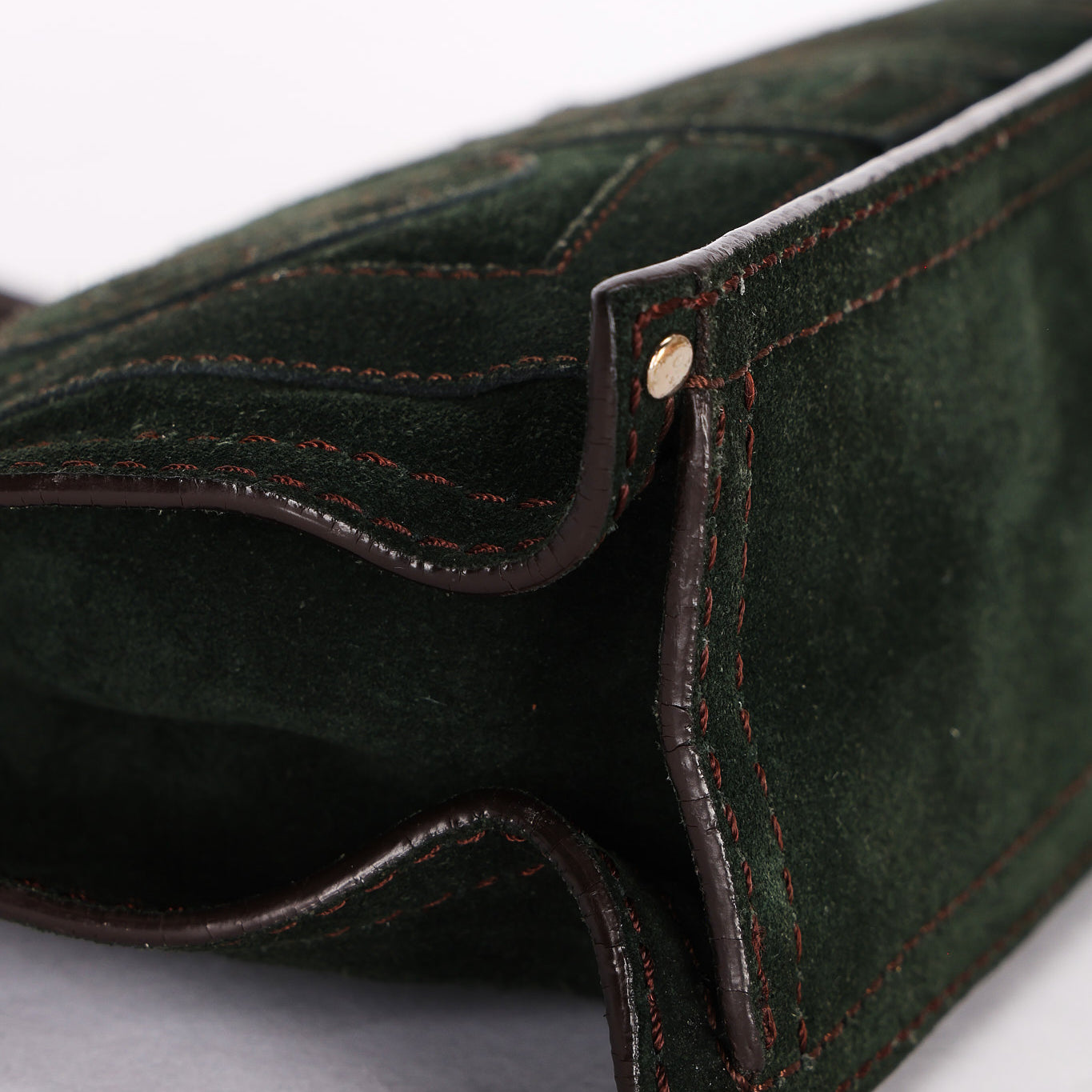 Loewe Double Sided Logo Shoulder Bag Dark Green Suede