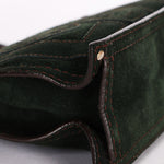 Loewe Double Sided Logo Shoulder Bag Dark Green Suede