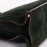 Loewe Double Sided Logo Shoulder Bag Dark Green Suede