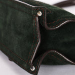 Loewe Double Sided Logo Shoulder Bag Dark Green Suede