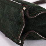 Loewe Double Sided Logo Shoulder Bag Dark Green Suede