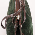 Loewe Double Sided Logo Shoulder Bag Dark Green Suede