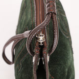 Loewe Double Sided Logo Shoulder Bag Dark Green Suede