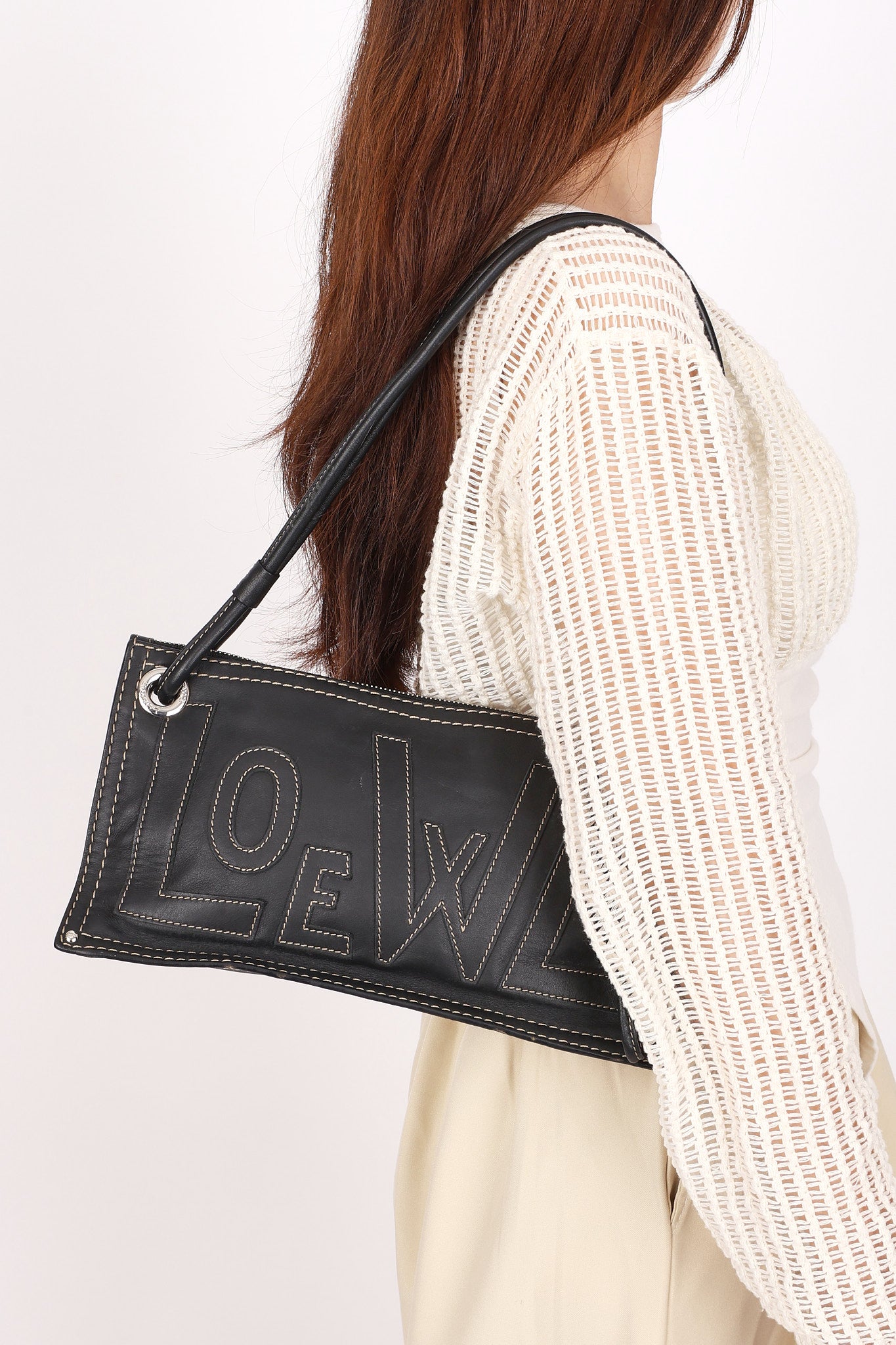 Loewe Double Sided Anagram Stitched Shoulder Bag