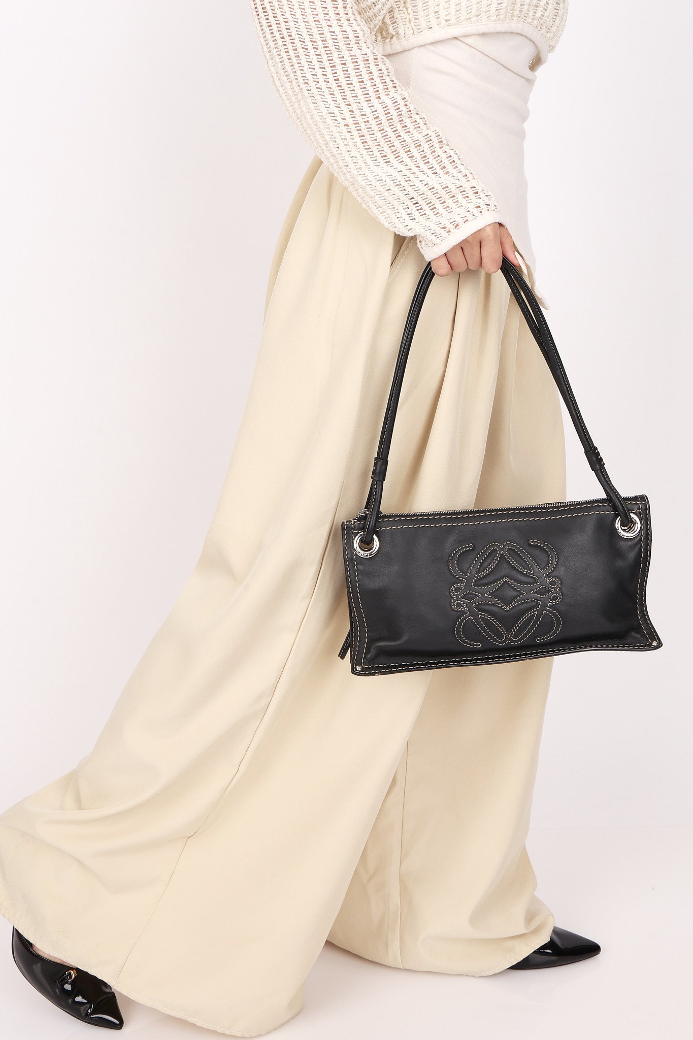 Loewe Double Sided Anagram Stitched Shoulder Bag