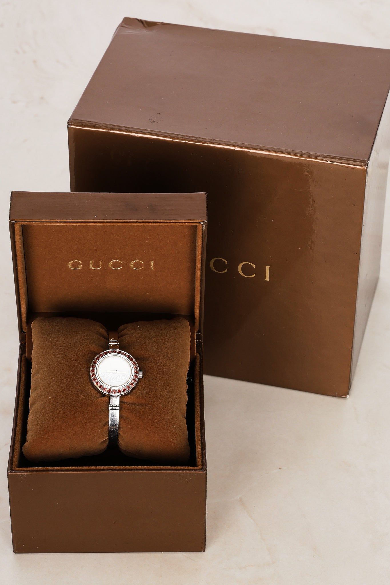Gucci 105 Stainless Steel and Crystal Watch 26mm
