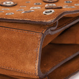 Prada Grommet Frame Shoulder Bag Brown Suede