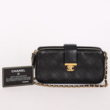 Chanel Double Zip Clutch with Chain Black Calfskin AGHW