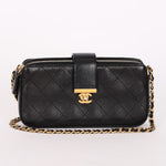 Chanel Double Zip Clutch with Chain Black Calfskin AGHW