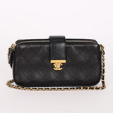 Chanel Double Zip Clutch with Chain Black Calfskin AGHW