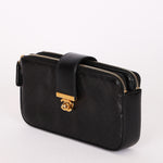 Chanel Double Zip Clutch with Chain Black Calfskin AGHW