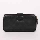 Chanel Double Zip Clutch with Chain Black Calfskin AGHW