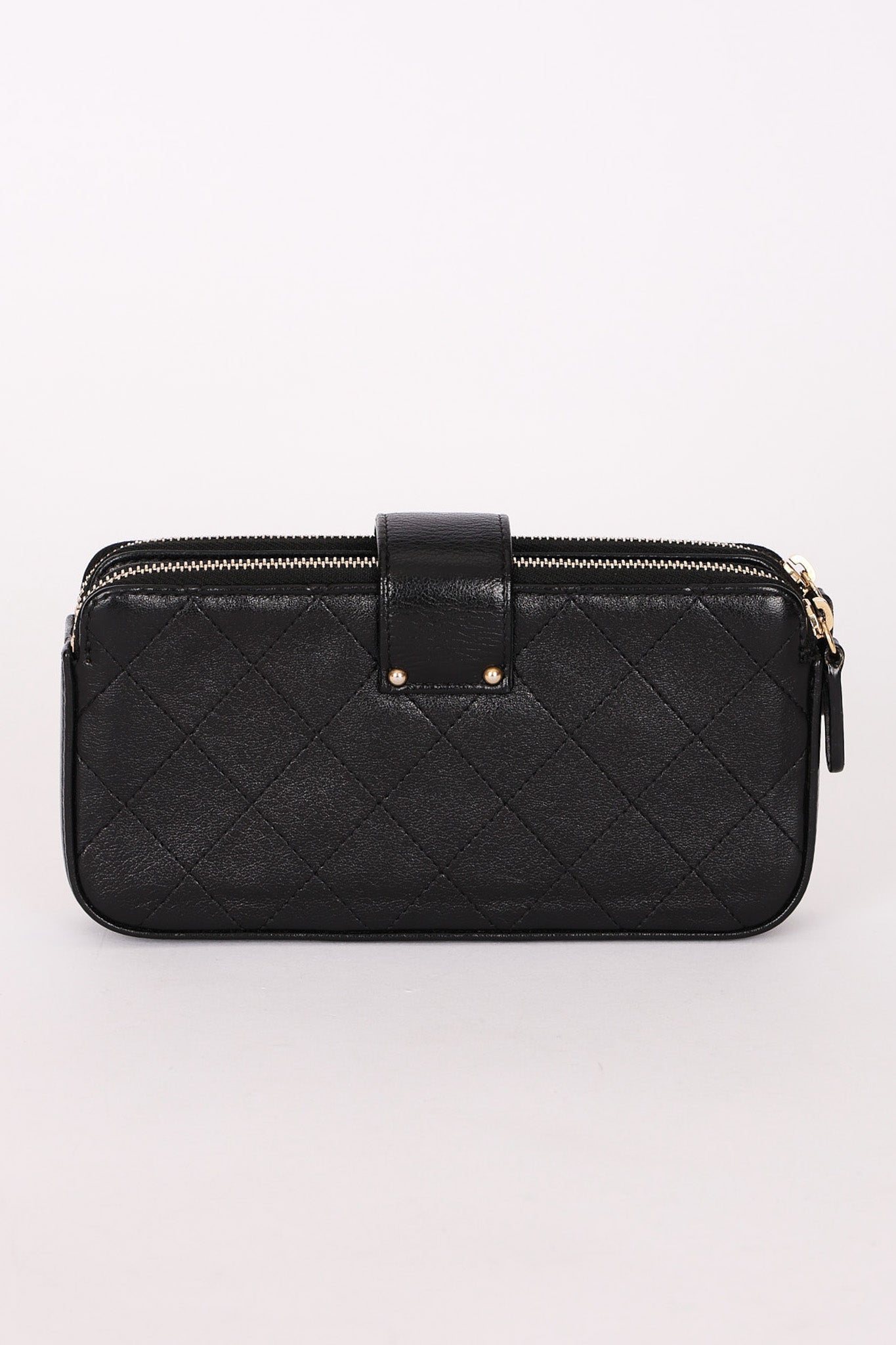 Chanel Double Zip Clutch with Chain Black Calfskin AGHW