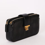 Chanel Double Zip Clutch with Chain Black Calfskin AGHW