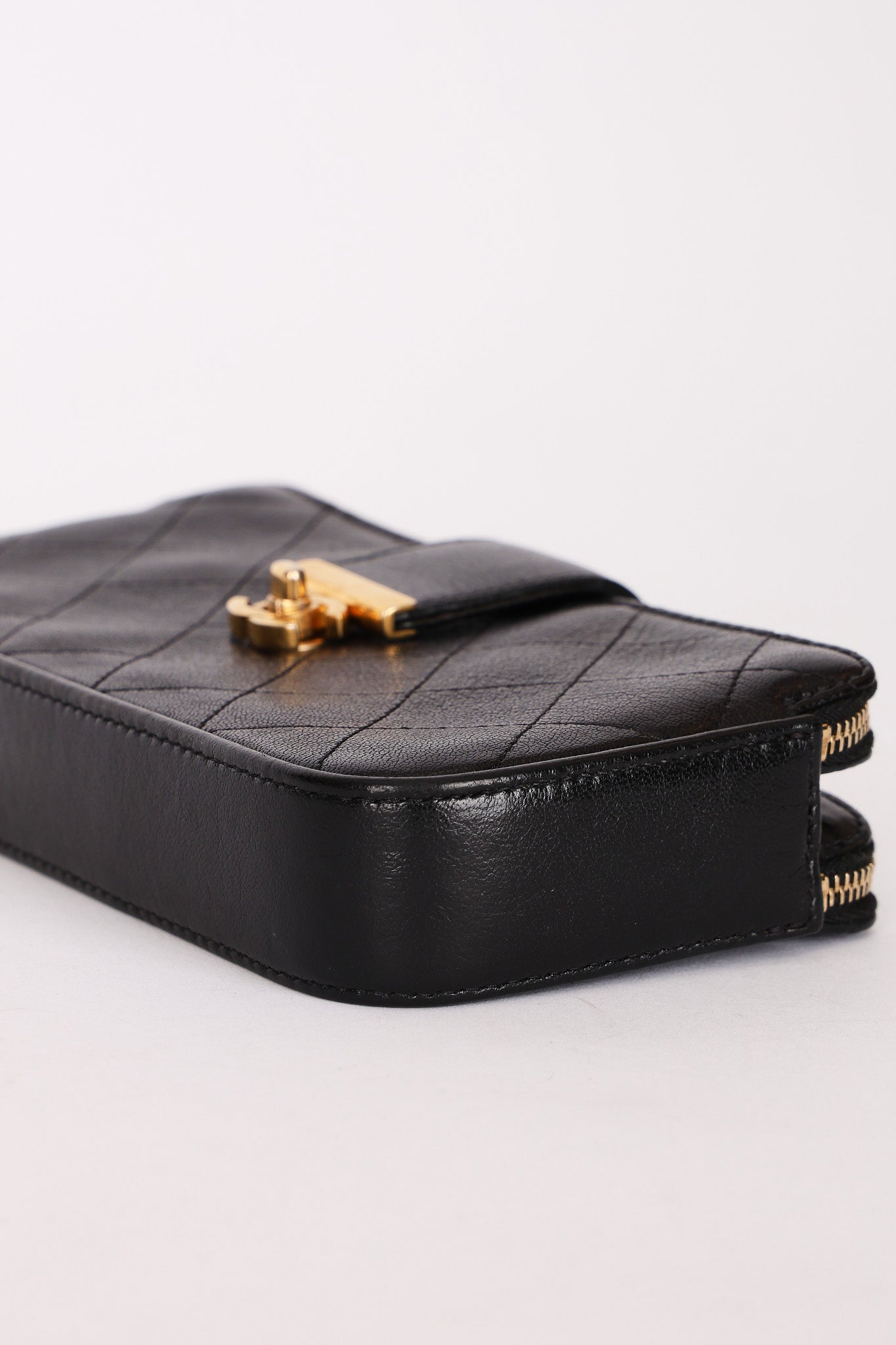 Chanel Double Zip Clutch with Chain Black Calfskin AGHW