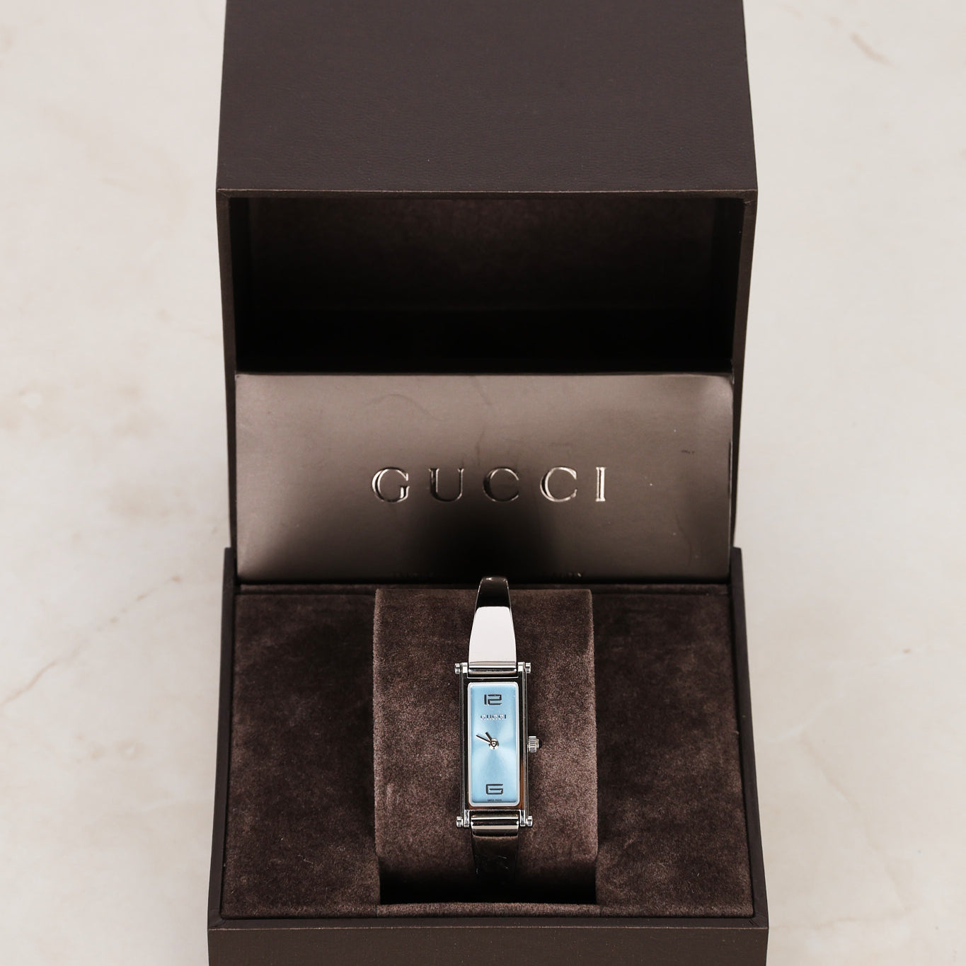 Gucci 1500L Stainless Steel Blue Face Watch 12mm