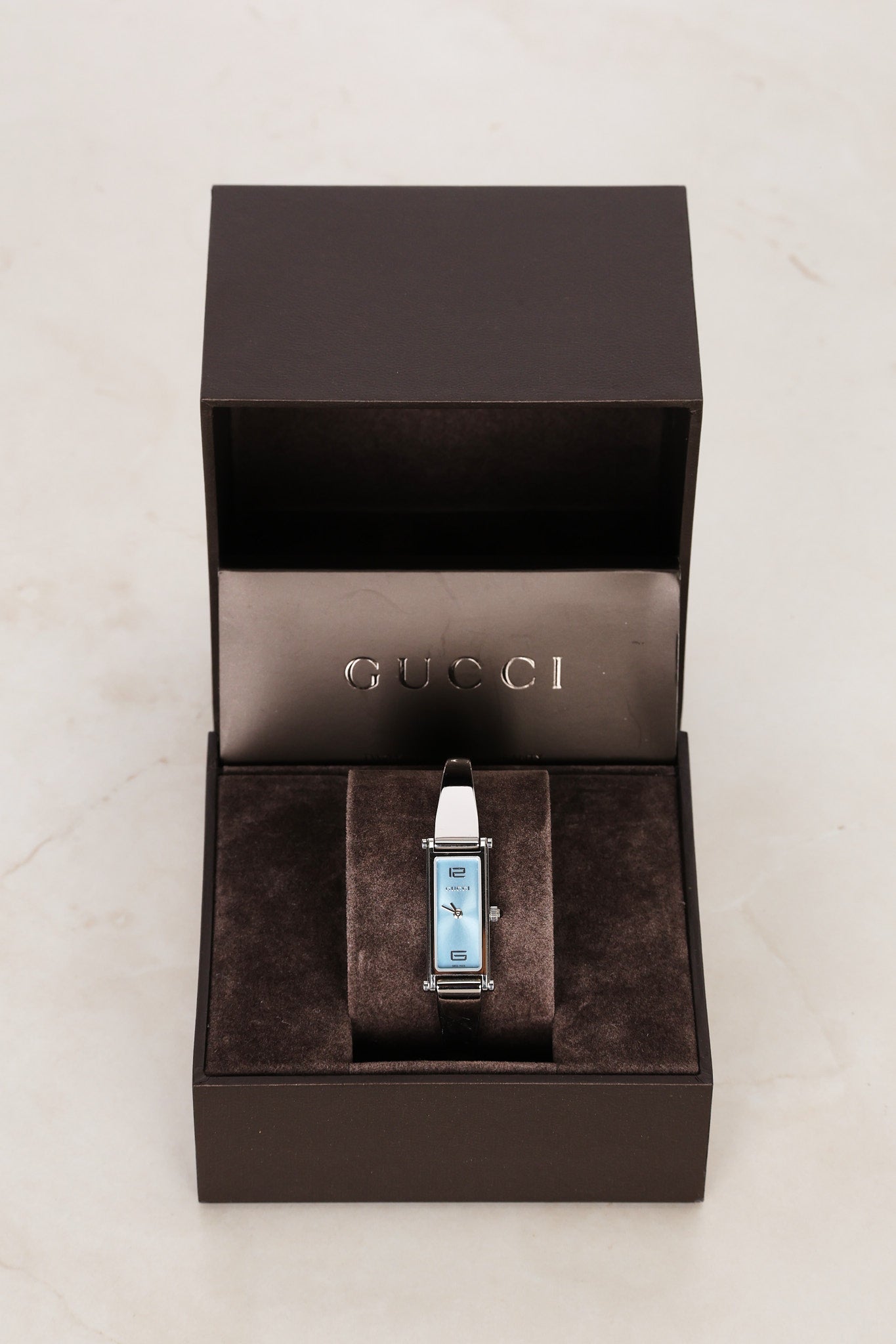 Gucci 1500L Stainless Steel Blue Face Watch 12mm