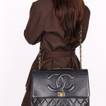Chanel Maxi CC Timeless Single Flap Black Lambskin 1993 24K GP
