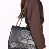 Chanel Maxi CC Timeless Single Flap Black Lambskin 1993 24K GP