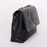 Chanel Maxi CC Timeless Single Flap Black Lambskin 1993 24K GP - Drop 52