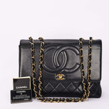 Chanel Maxi CC Timeless Single Turnlock Flap Black Lambskin 1993 24K GP