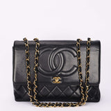 Chanel Maxi CC Timeless Single Turnlock Flap Black Lambskin 1993 24K GP