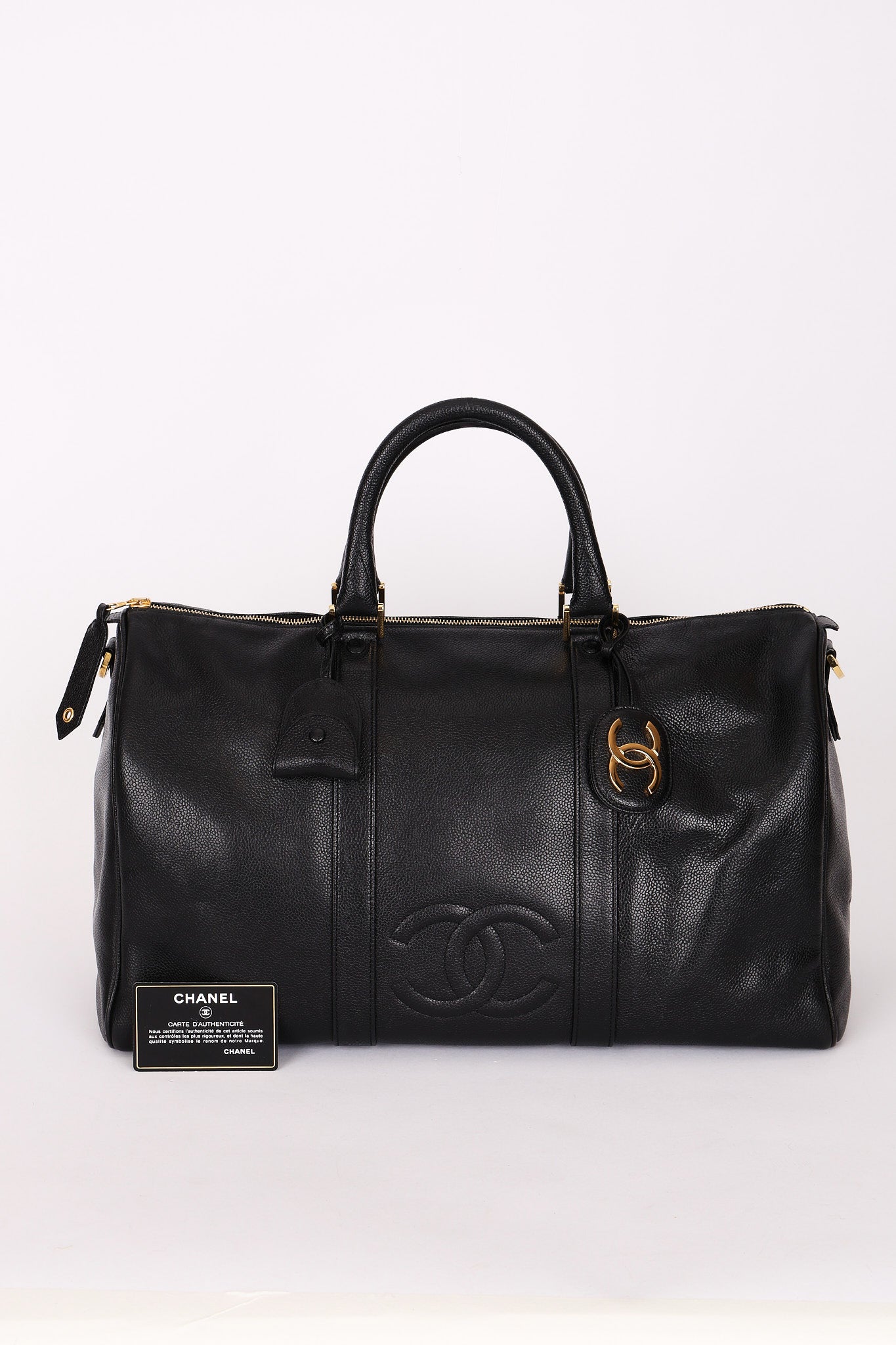 Chanel Timeless Boston Bag Black Caviar 24K GP