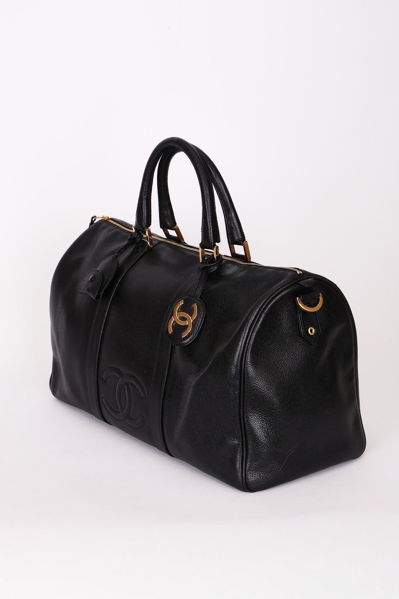 Chanel Timeless Boston Bag Black Caviar 24K GP