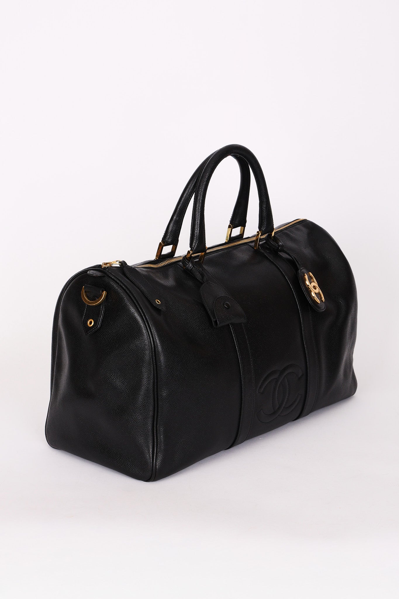 Chanel Timeless Boston Bag Black Caviar 24K GP