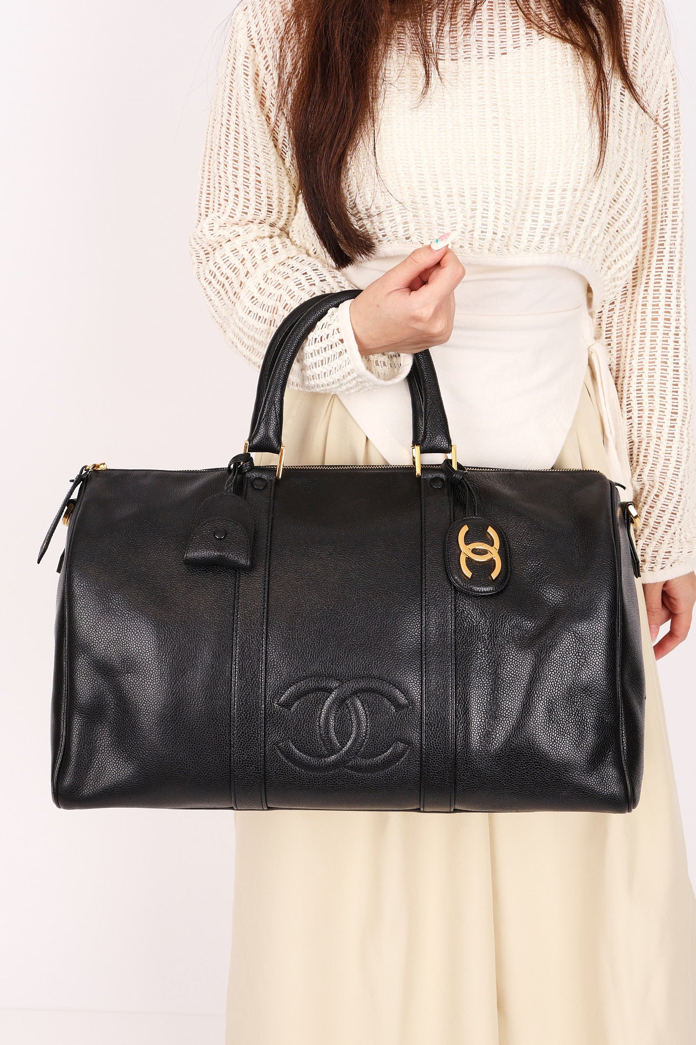 Chanel Timeless Boston Bag Black Caviar 24K GP