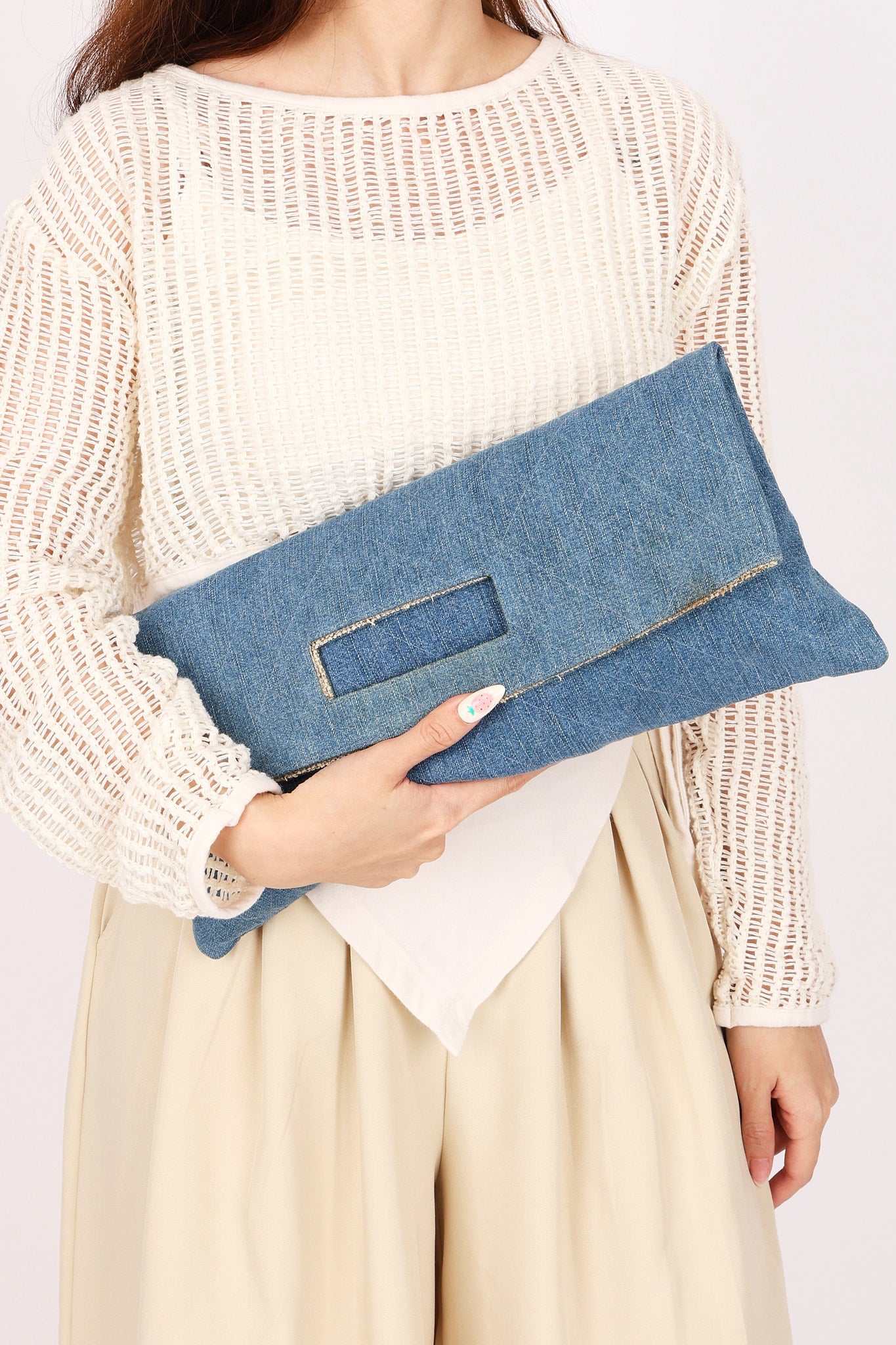 Chanel Denim Fold Over Clutch