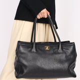 Chanel Medium Cerf Executive Tote Black Caviar 2007 24K GP
