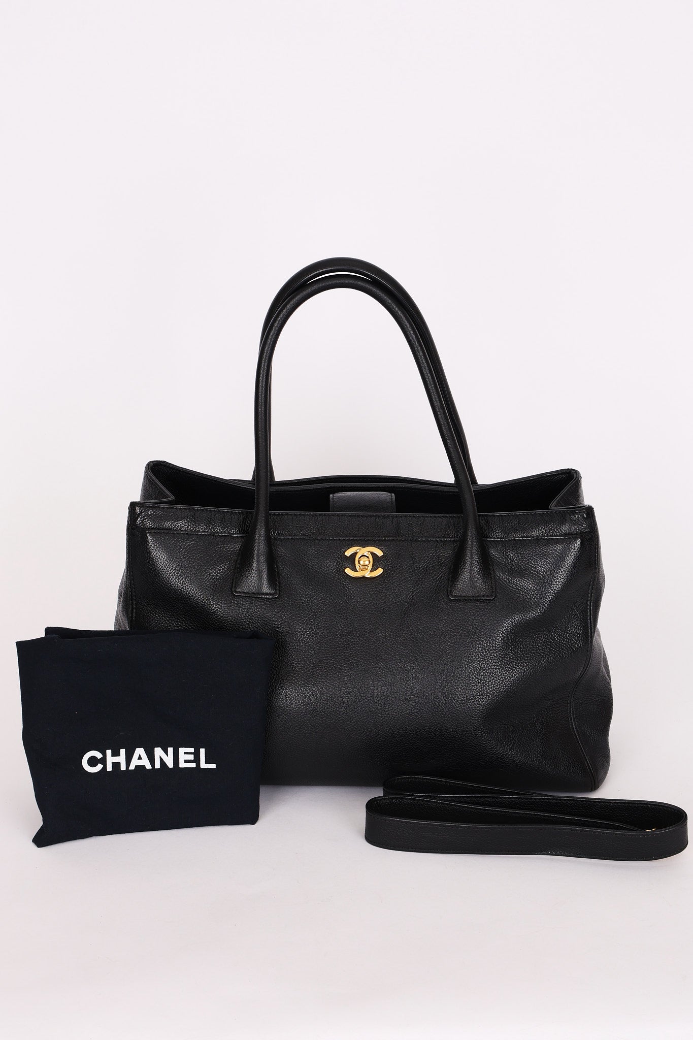 Chanel Medium Cerf Executive Tote Black Caviar GHW