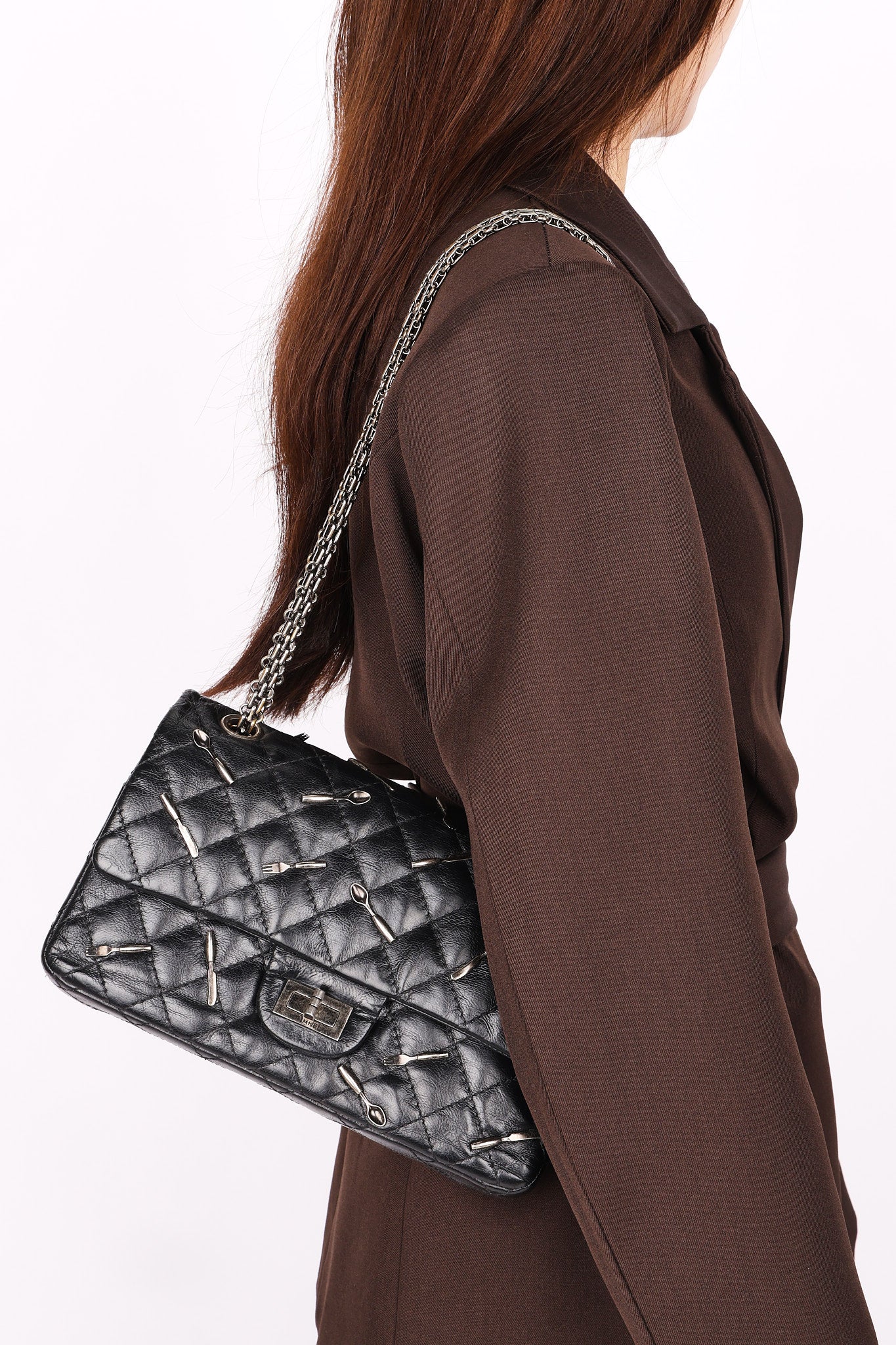 Limited Edition Chanel 2.55 Reissue Double Flap 225 Brasserie Charms Black Calfskin 2015 RHW