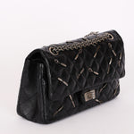 Chanel 2.55 Reissue Double Flap 225 Brasserie Charms Black Calfskin RHW