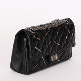 Chanel 2.55 Reissue Double Flap 225 Brasserie Charms Black Calfskin RHW