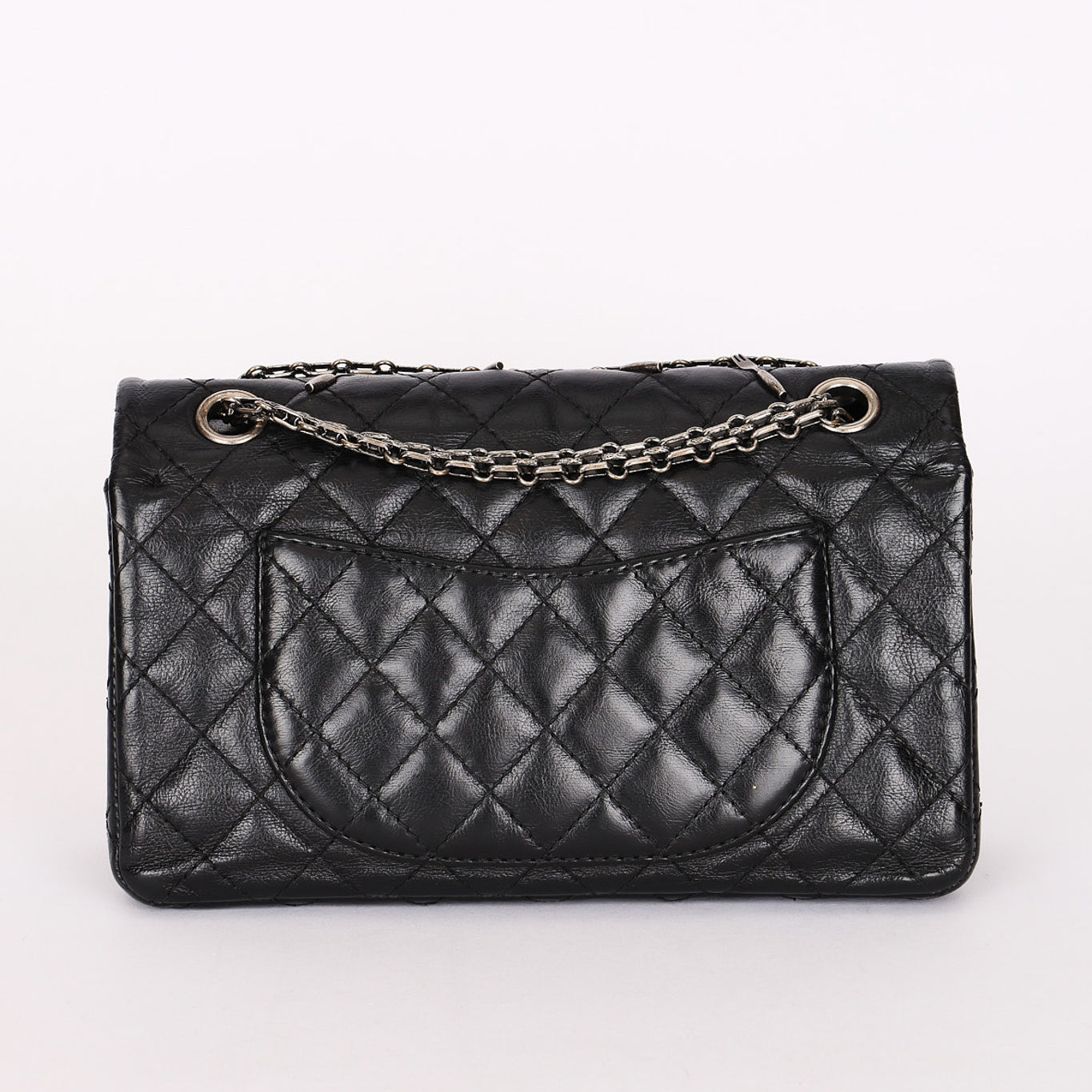 Chanel 2.55 Reissue Double Flap 225 Brasserie Charms Black Calfskin RHW