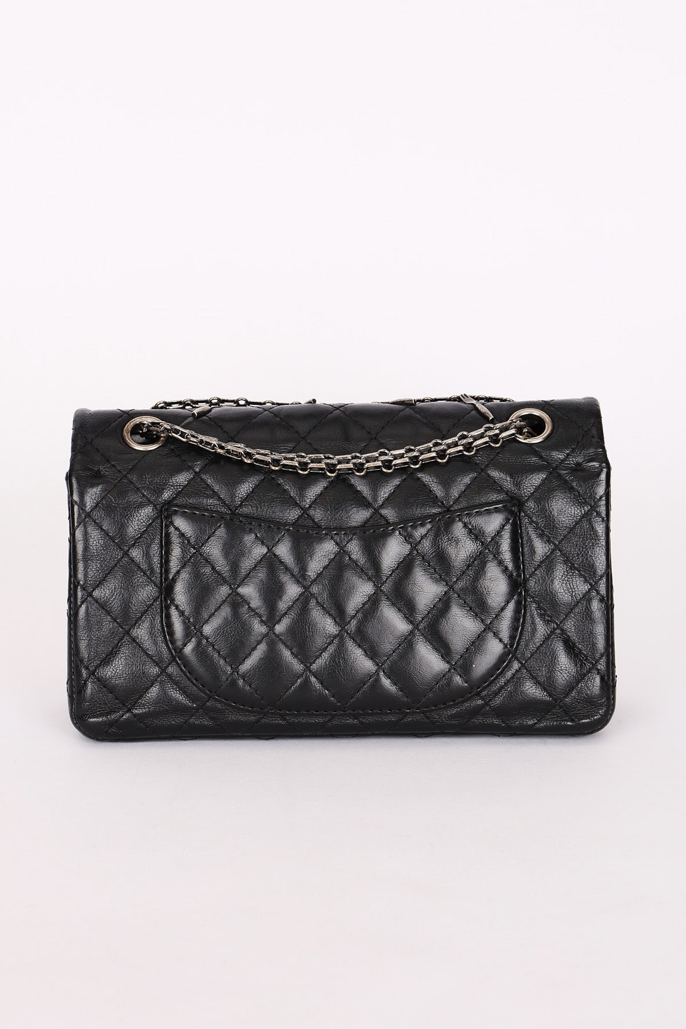 Chanel 2.55 Reissue Double Flap 225 Brasserie Charms Black Calfskin RHW
