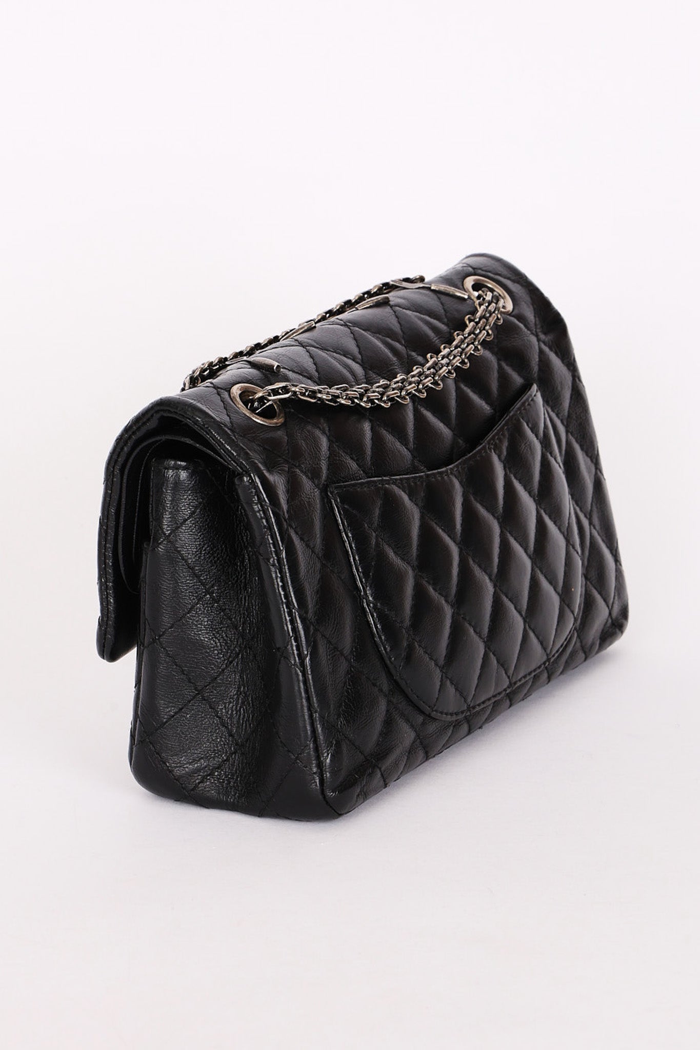 Chanel 2.55 Reissue Double Flap 225 Brasserie Charms Black Calfskin RHW