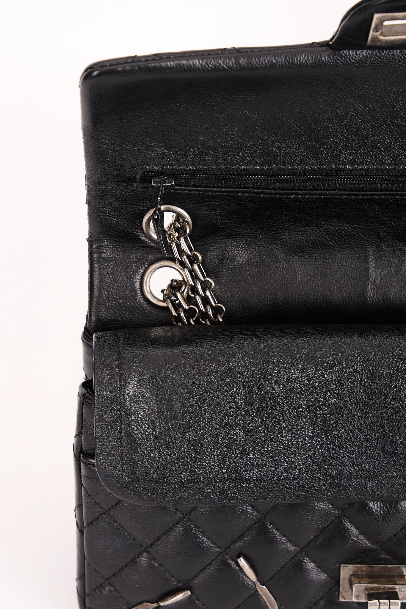 Chanel 2.55 Reissue Double Flap 225 Brasserie Charms Black Calfskin RHW