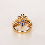 18K Yellow Gold Sapphire and Diamond Cocktail Ring, Size US 7.5