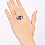 18K Yellow Gold Sapphire and Diamond Cocktail Ring, Size US 7.5