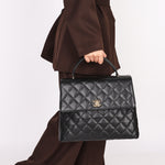 Chanel Kelly Top Handle Bag Black Caviar 24K GP