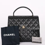 Chanel Kelly Top Handle Bag Black Caviar 24K GP