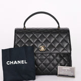 Chanel Kelly Top Handle Bag Black Caviar 24K GP