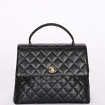 Chanel Kelly Top Handle Bag Black Caviar 24K GP