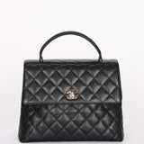 Chanel Kelly Top Handle Bag Black Caviar 24K GP