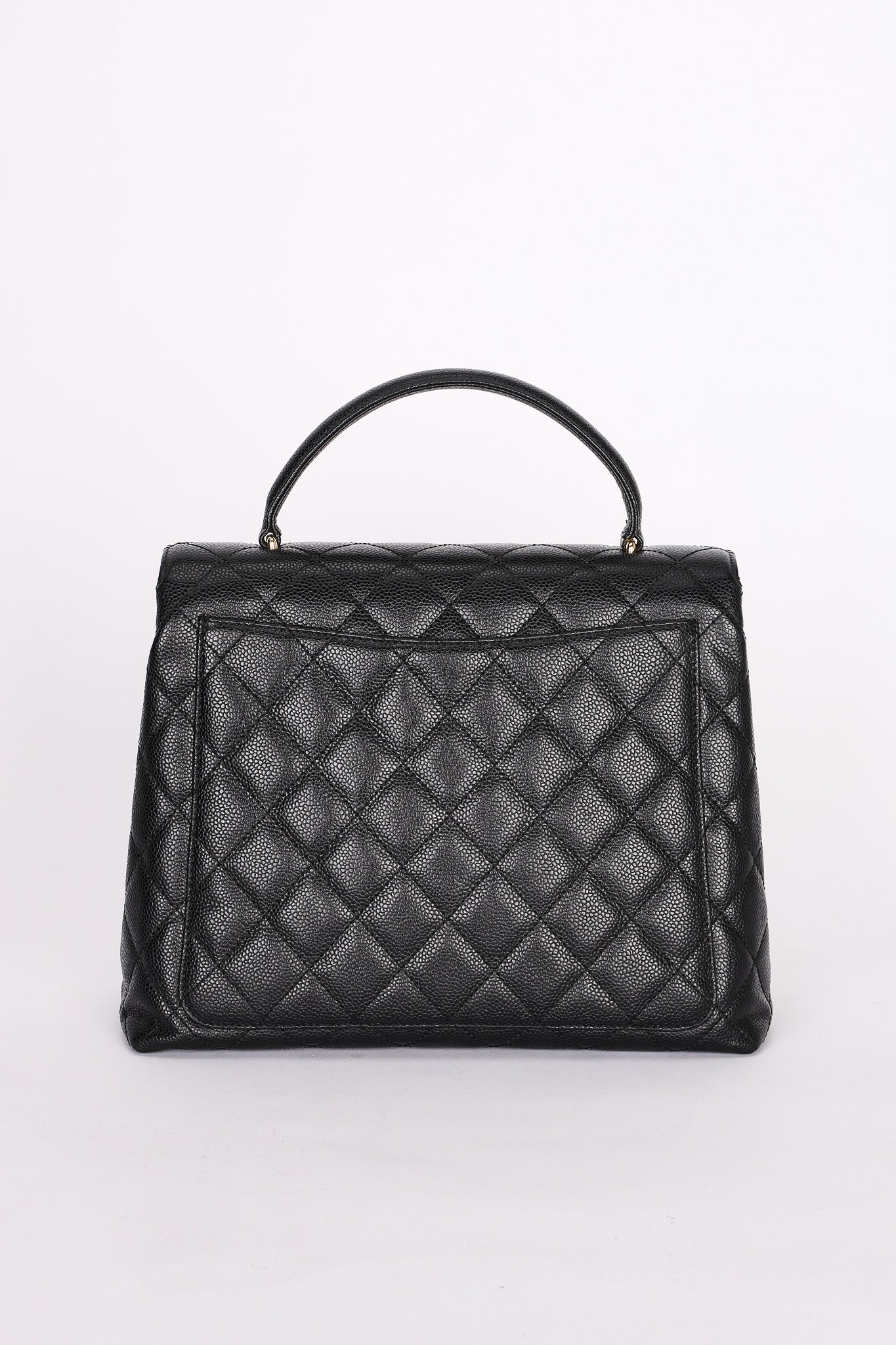 Chanel Kelly Top Handle Bag Black Caviar 24K GP